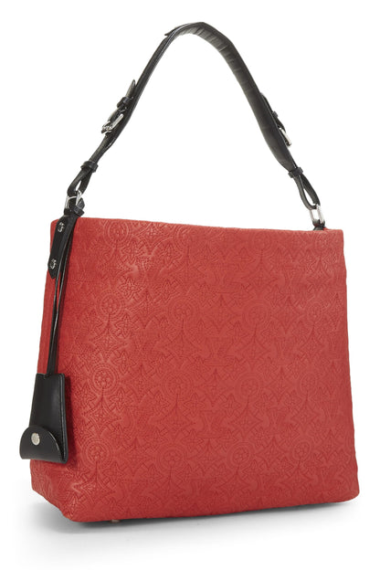 Louis Vuitton, Hobo PM de cuero Antheia con monograma rojo Pre-Loved, Rojo