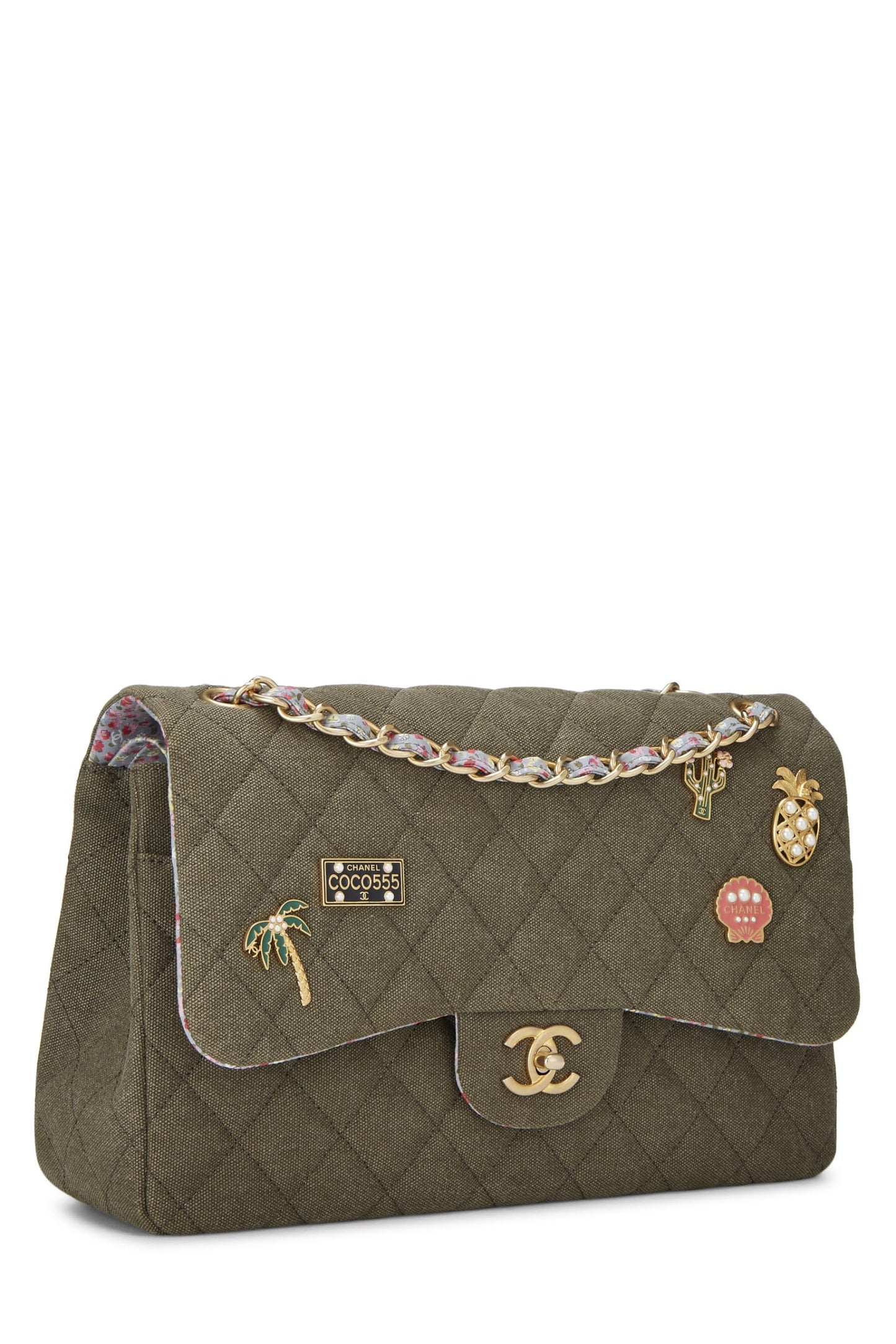 Chanel, Pre-Loved Paris-Cuba Green Quilted Charms Classic Double Flap Jumbo, Green