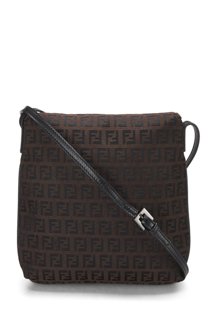 Fendi, sac messager tube en toile marron Zucchino Small d'occasion, marron