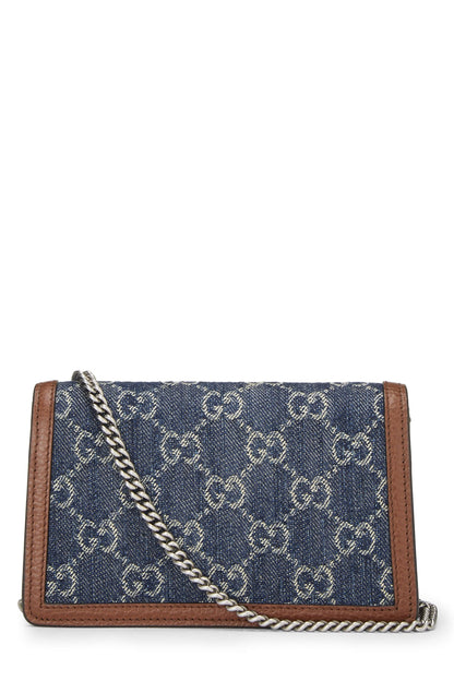 Gucci, sac à bandoulière Dionysus Super Mini en denim bleu d'occasion, bleu