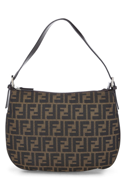 Fendi, sac à bandoulière en toile marron Zucca d'occasion, marron