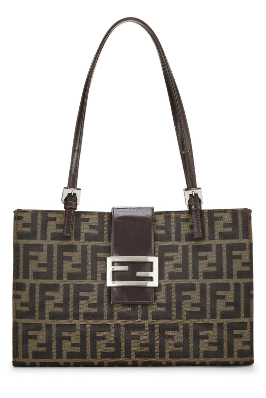 Fendi, sac fourre-tout en toile marron Zucca d'occasion, petit modèle, marron