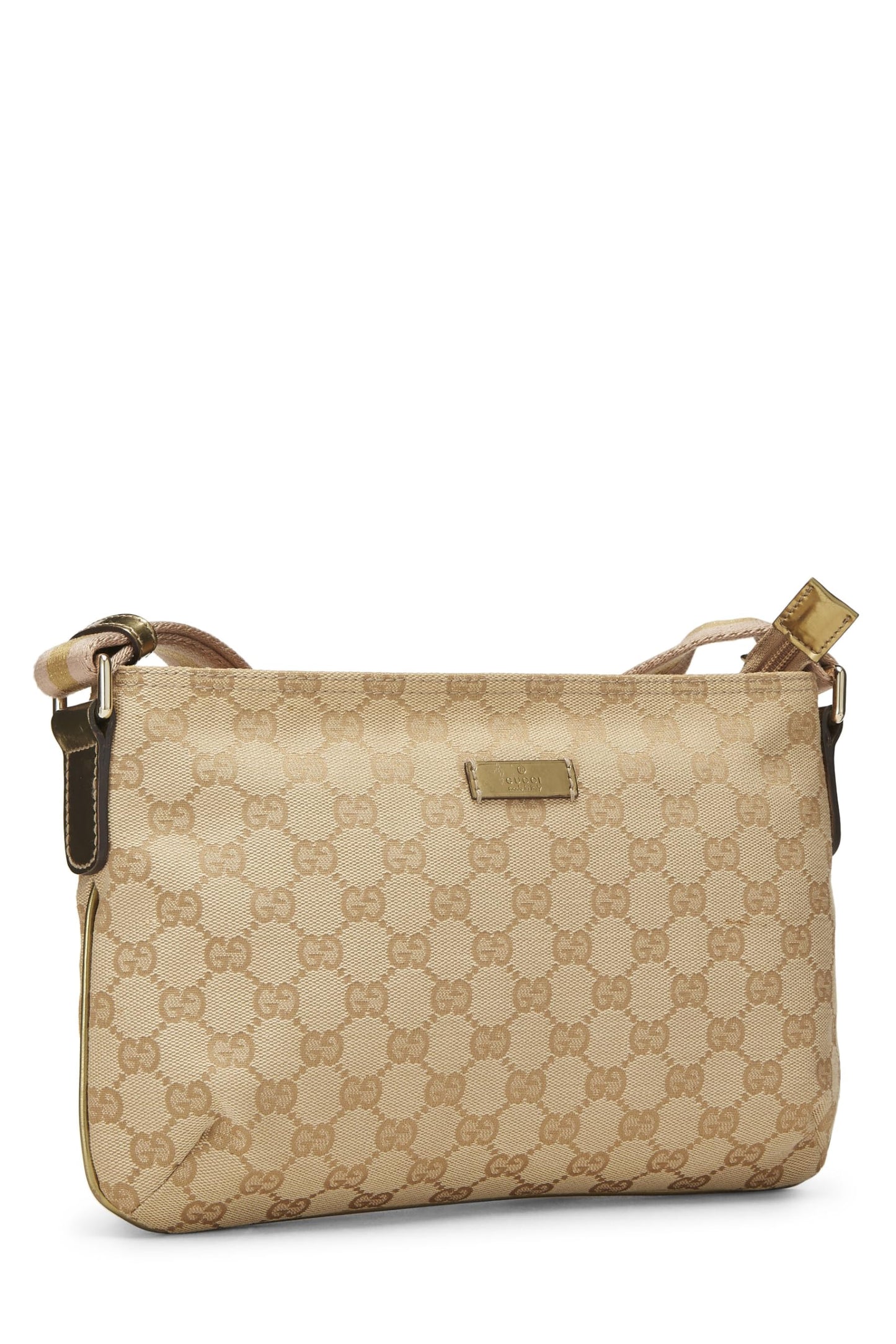 Gucci, Pre-Loved Original GG Canvas Web Messenger, Gold