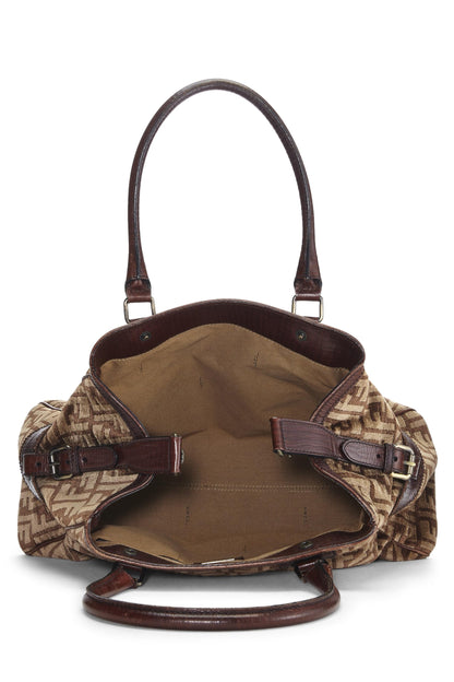 Fendi, Sac Du Jour Medium en velours marron Zucca d'occasion, marron