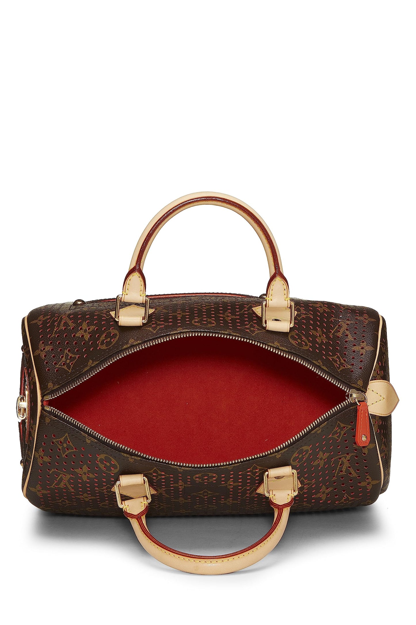 Louis Vuitton, sac Speedy 30 perforé en toile monogram orange d'occasion, orange