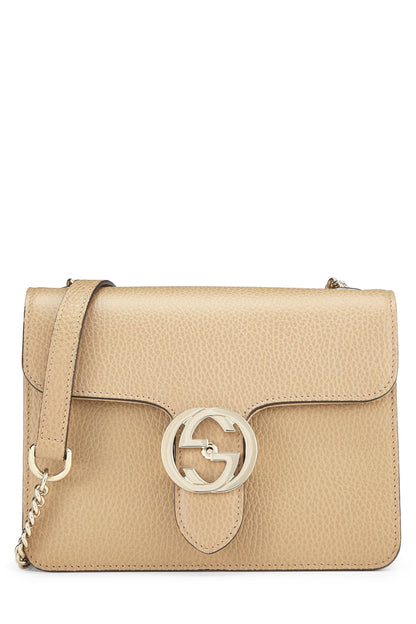 Gucci, sac à bandoulière entrelacé en cuir beige d'occasion, beige