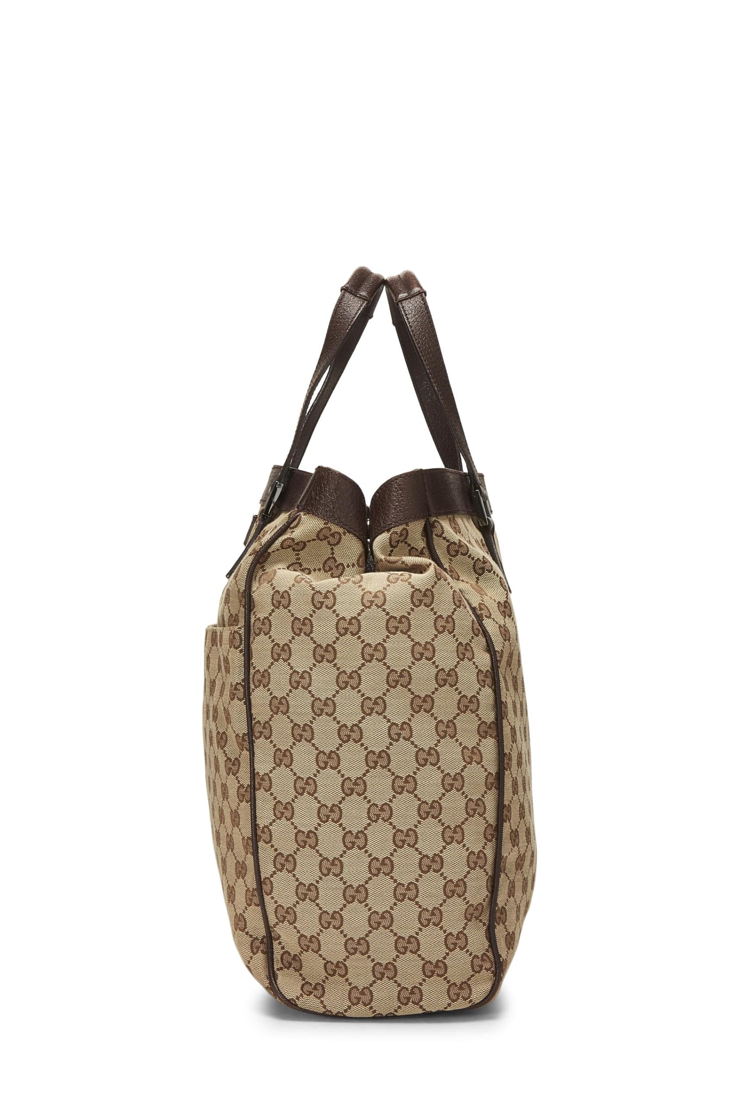 Gucci, Pre-Loved Original GG Canvas Pocket Tote Large, Brown