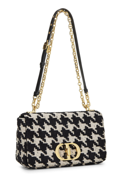 Dior, Pre-Loved Black & White Houndstooth Jacquard Caro Bag Medium, Black