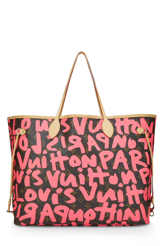 Louis Vuitton, Pre-Loved Stephen Sprouse x Louis Vuitton Pink Graffiti Neverfull GM, Rosa