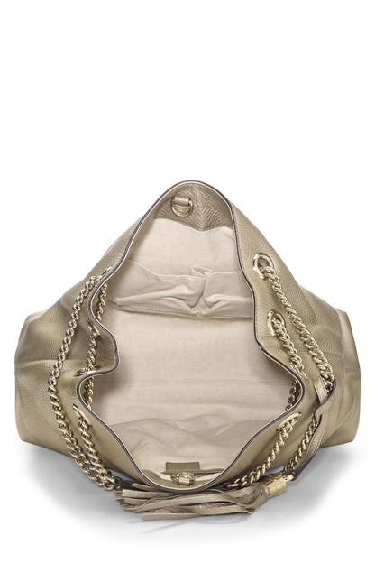 Gucci, Tote Soho de cuero metalizado dorado con cadena Pre-Loved, Dorado