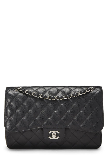 Chanel, sac à main New Classic Flap Jumbo matelassé noir d'occasion, noir