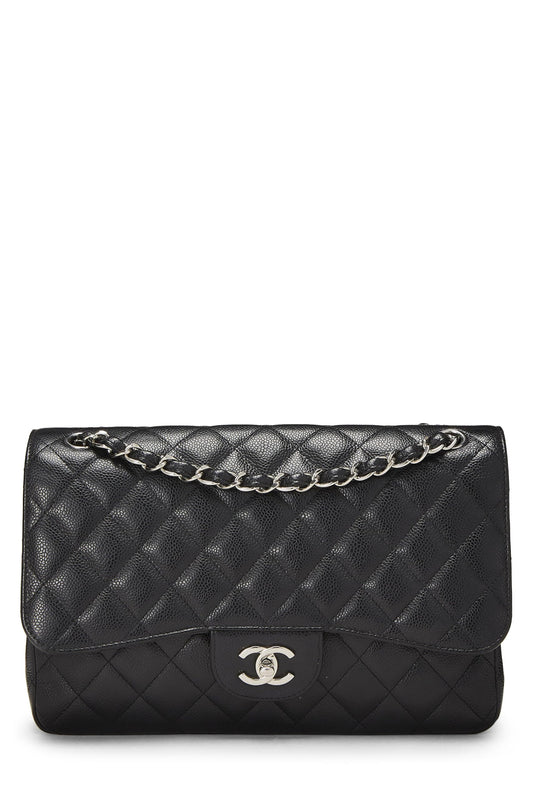 Chanel, sac à main New Classic Flap Jumbo matelassé noir d'occasion, noir