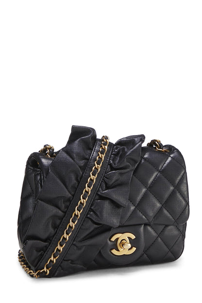 Chanel, Pre-Loved Black Quilted Lambskin Romance Square Flap Mini, Black