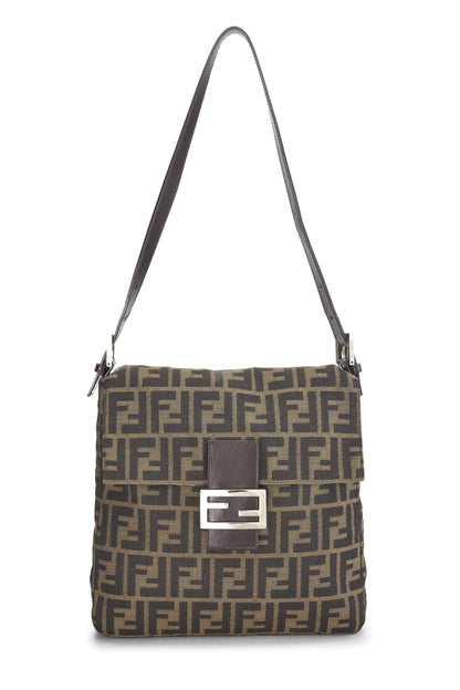 Fendi, Bolso de hombro de lona Zucca marrón Pre-Loved, Marrón