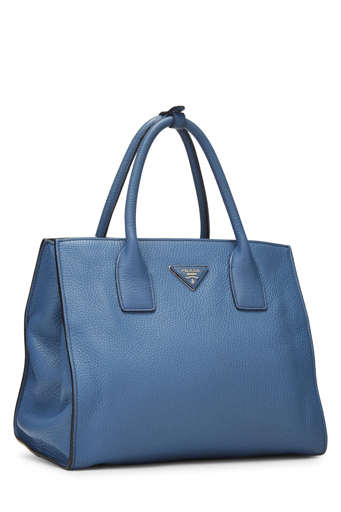 Prada, Pre-Loved Blue Vitello Daino Convertible Tote, Blue