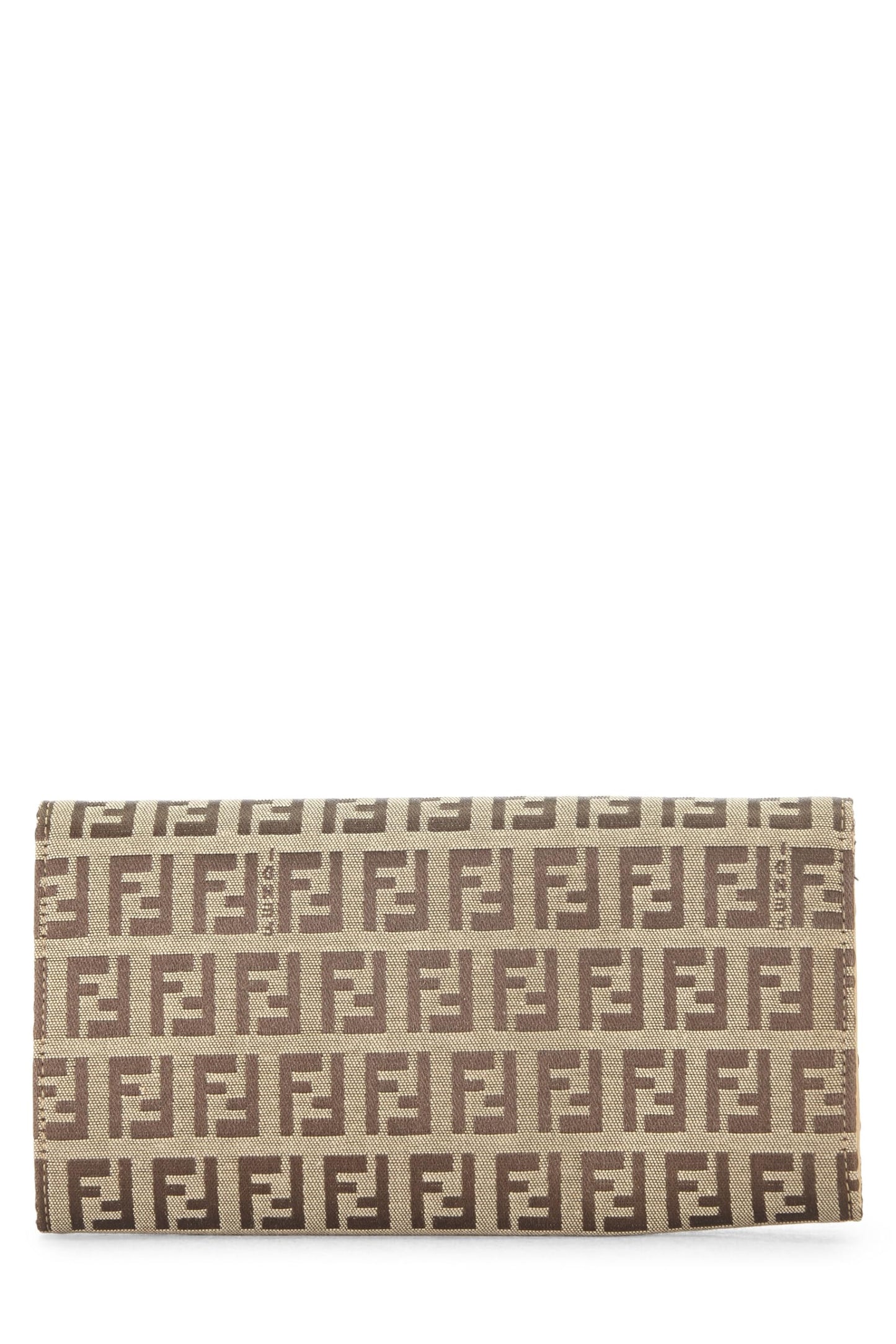 Fendi, Pre-Loved Beige Zucchino Canvas Contential Wallet, Beige