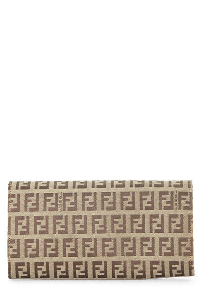 Fendi, Cartera contential de lona color beige Zucchino Pre-Loved, Beige