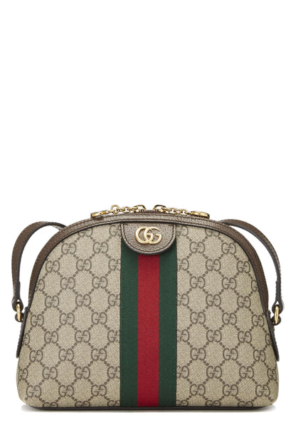 Gucci, Bolso de hombro pequeño Ophidia de lona GG Supreme Original Pre-Loved, Marrón