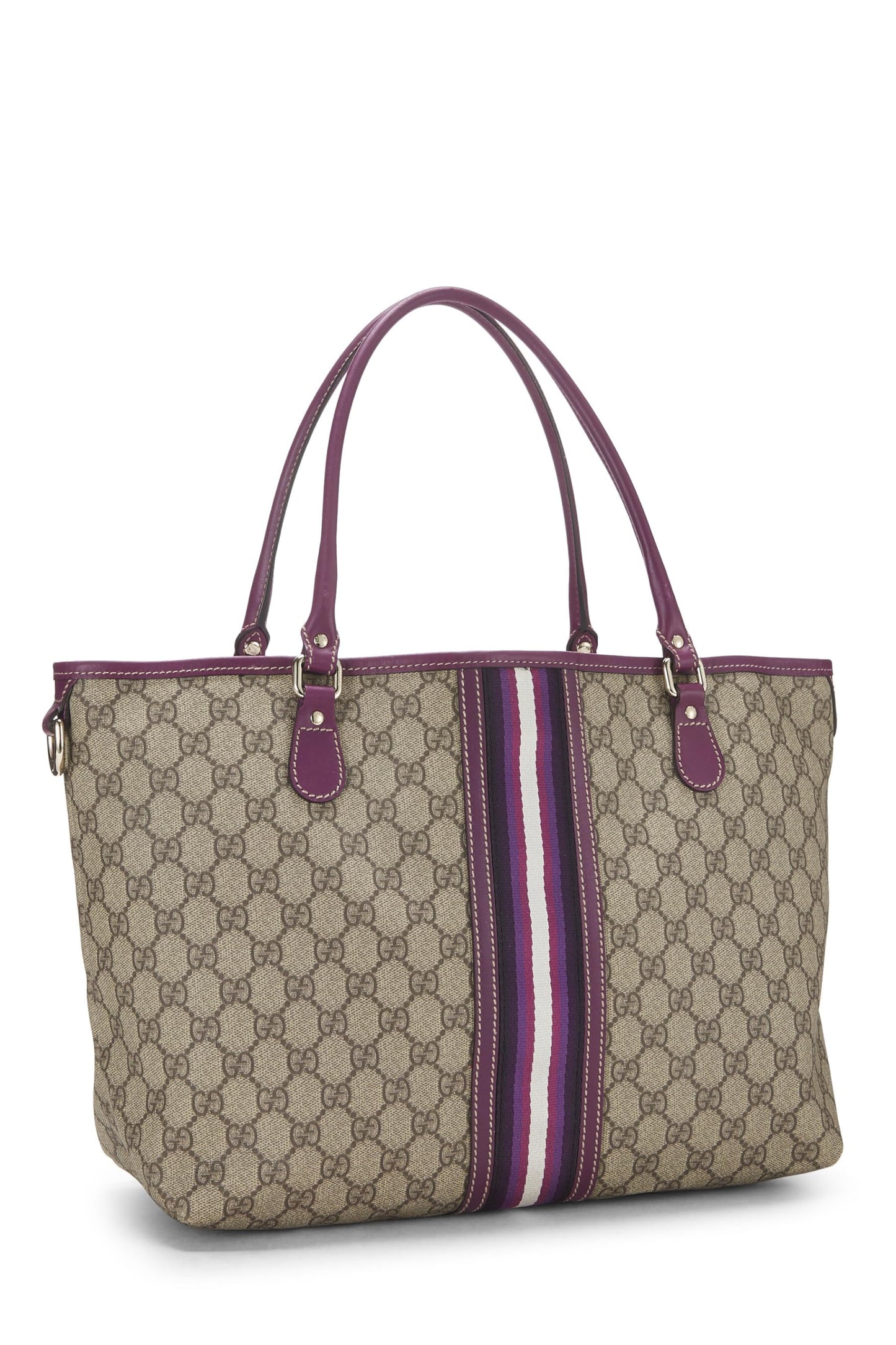 Gucci, Pre-Loved Purple Original GG Supreme Canvas Tote, Purple