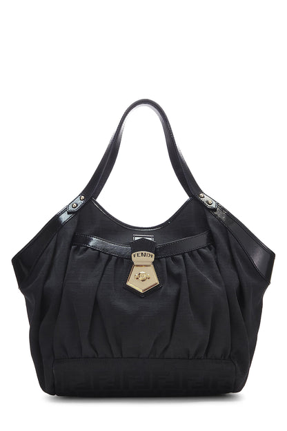 Fendi, sac fourre-tout Zucca Chef noir d'occasion, petit modèle, noir