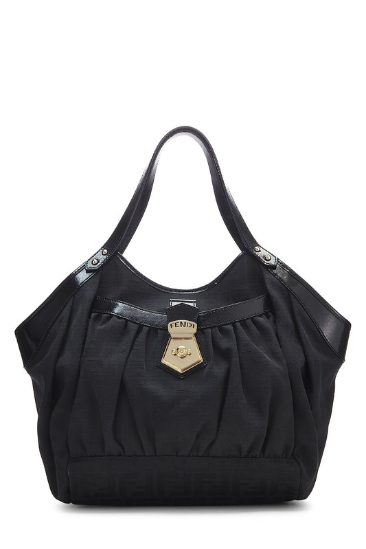 Fendi, sac fourre-tout Zucca Chef noir d'occasion, petit modèle, noir