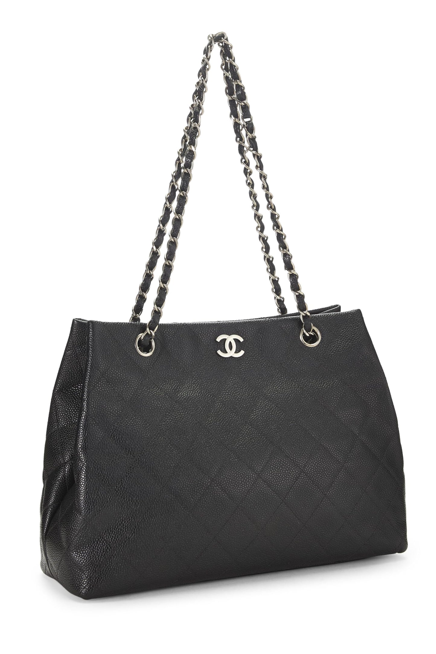 Chanel, sac fourre-tout Black Caviar Small d'occasion, noir