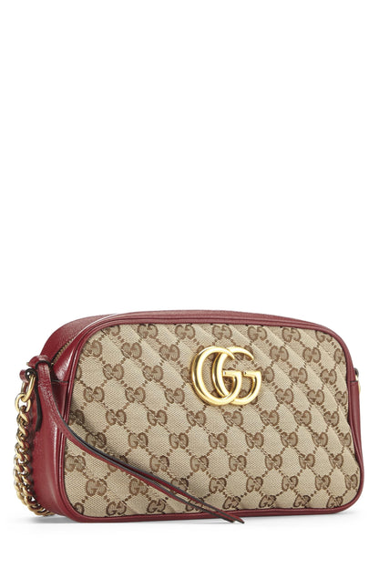 Gucci, sac à bandoulière Marmont en toile GG rouge d'occasion, petit modèle, rouge