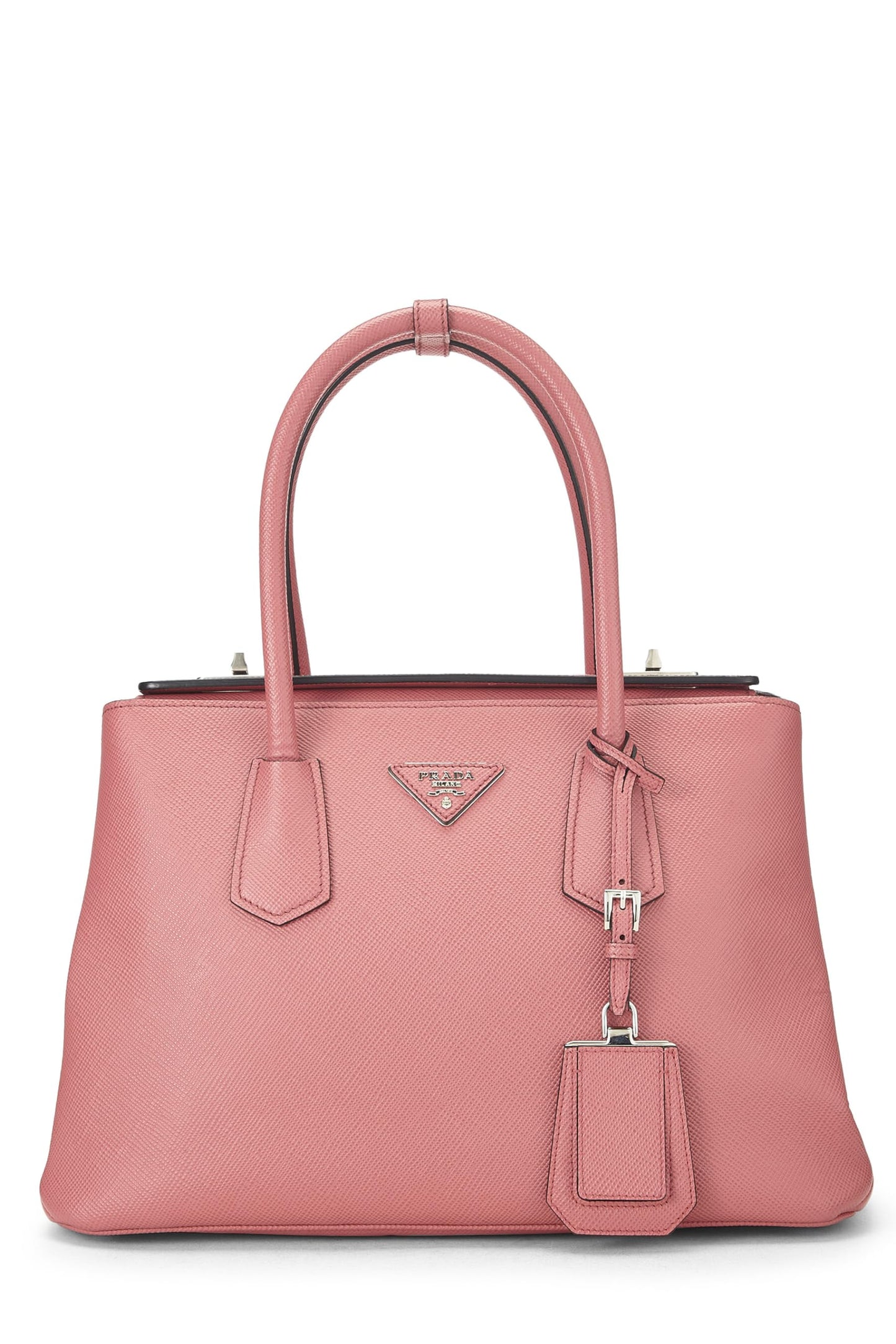 Prada, Bolso tote de cuero con cierre giratorio de piel saffiano rosa Pre-Loved, Rosa