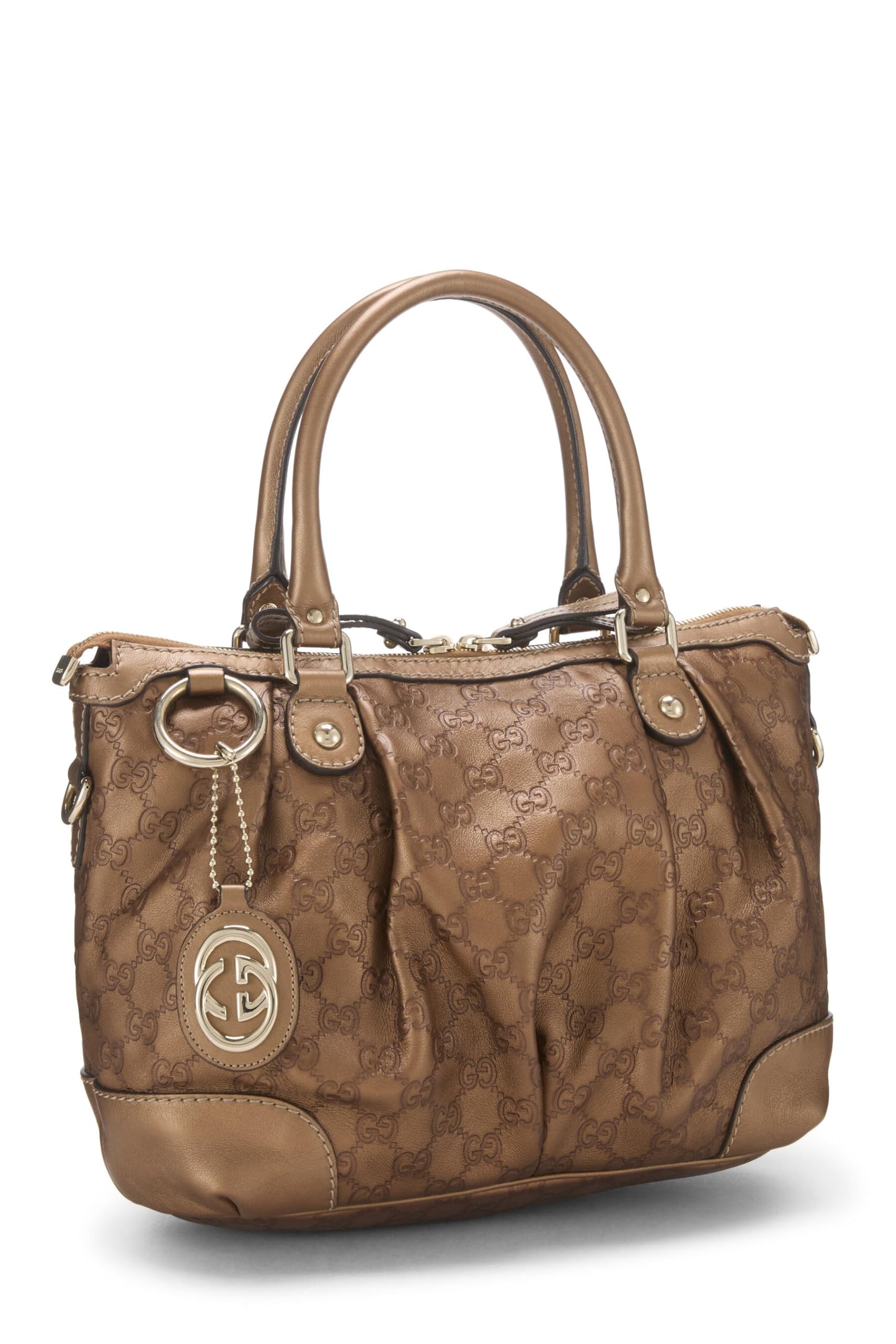 Gucci, Bolso de mano grande Guccissima Sukey de bronce Pre-Loved, Marrón