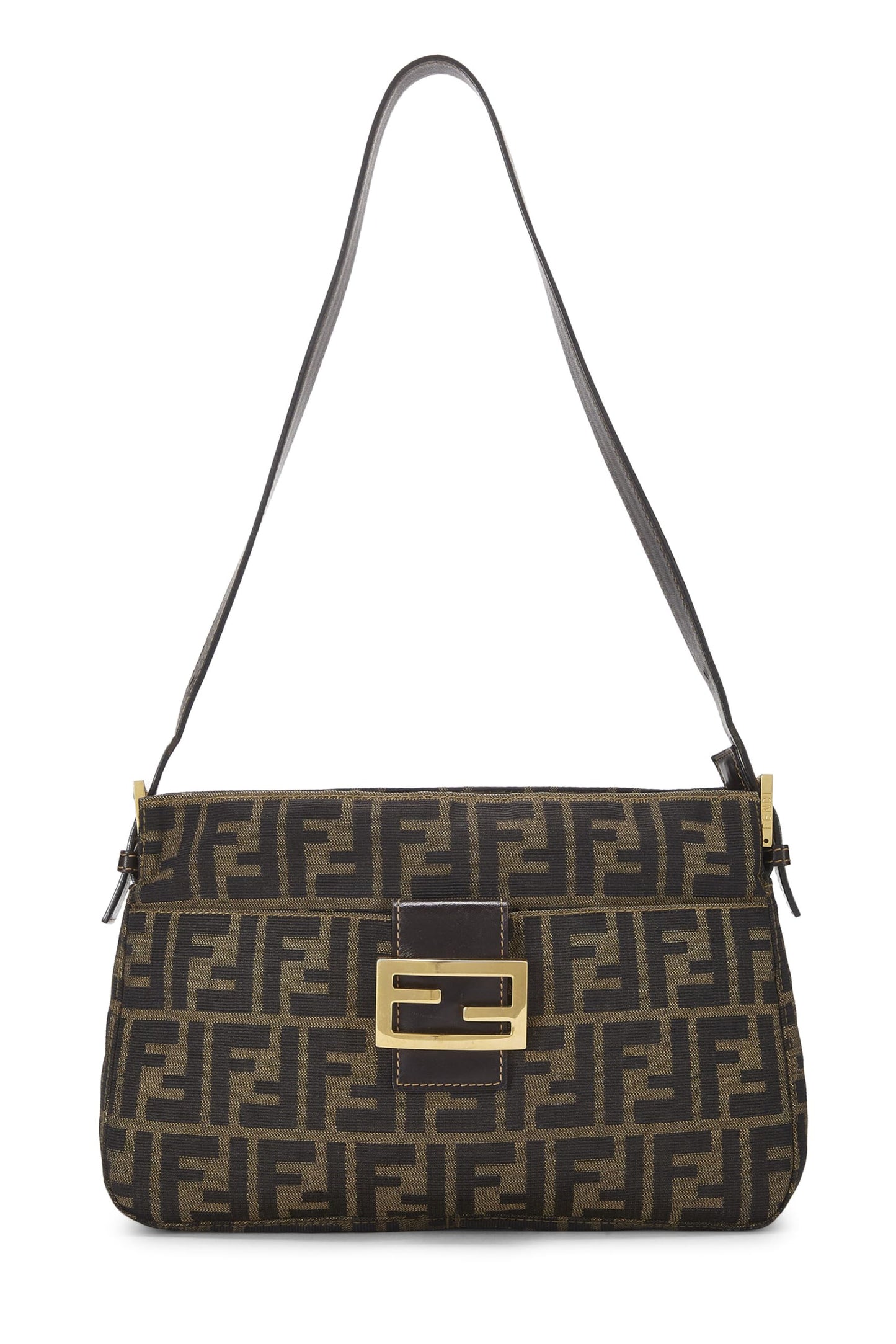 Fendi, Bolso de hombro de lona Zucca marrón Pre-Loved, Marrón