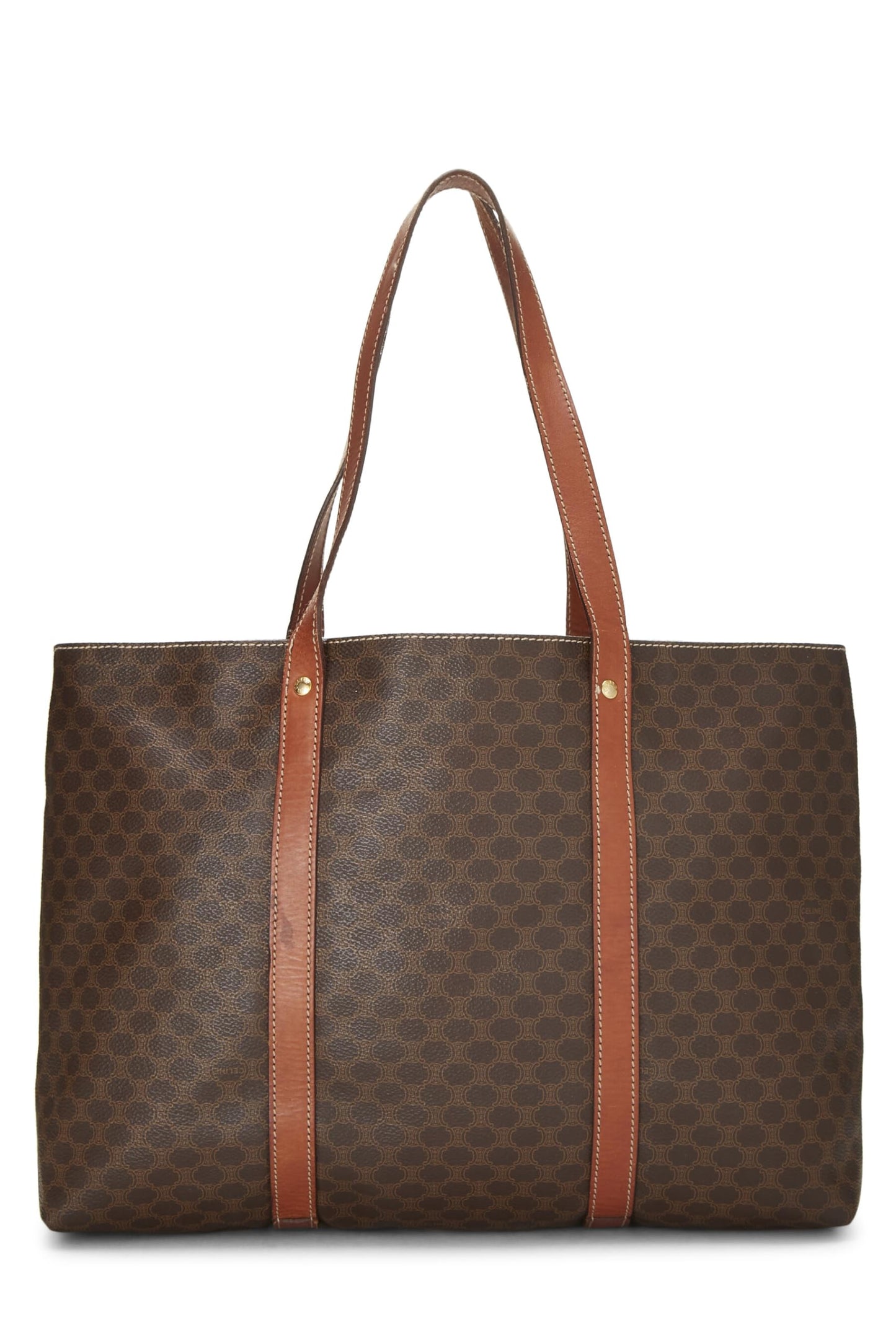 Céline, Pre-Loved Brown Coated Canvas Macadam Tote, Brown