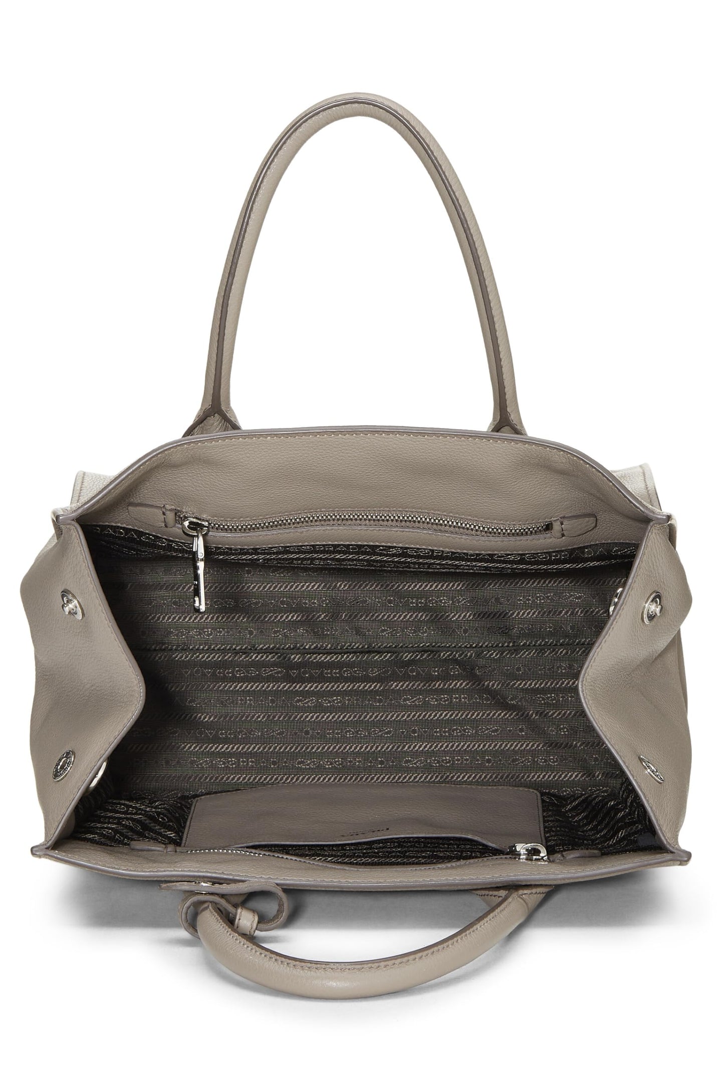 Prada, Cabas convertible Vitello Daino gris pré-aimé, Gris