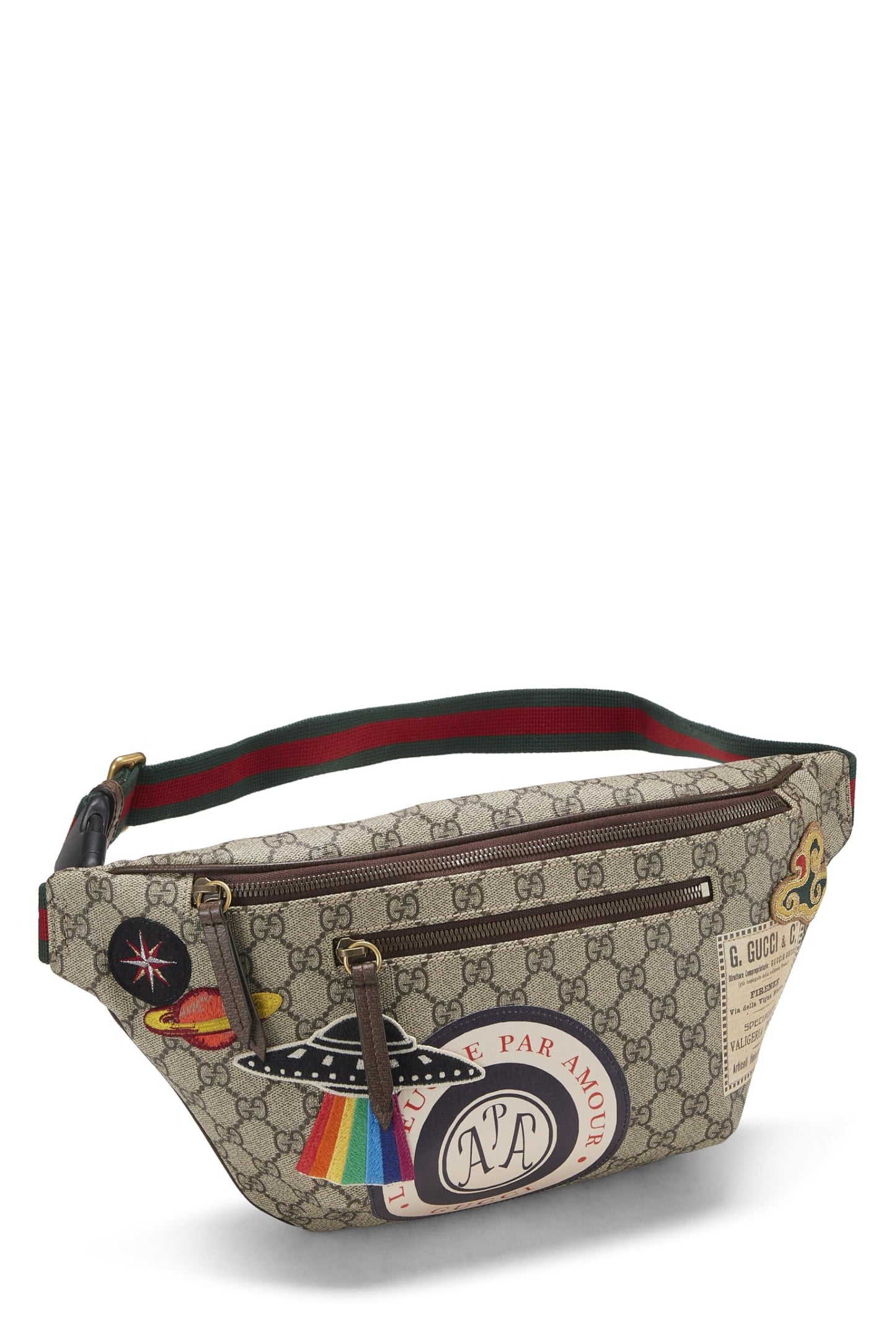 Gucci, pochette de taille Night Courrier en toile suprême GG d'origine d'occasion, marron