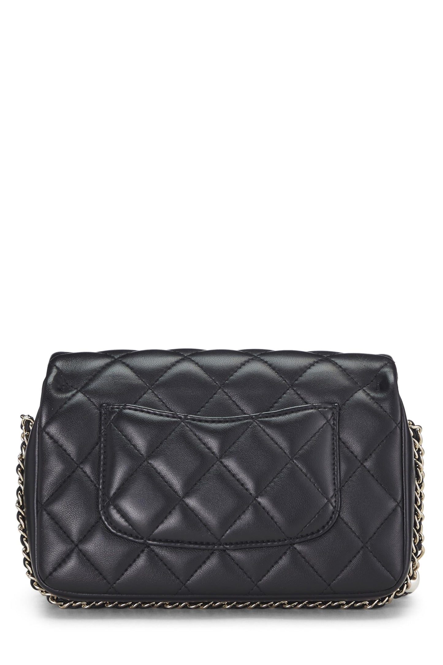 Chanel, Bolso pequeño con solapa My Precious Pearls de piel de cordero negra Pre-Loved, Negro