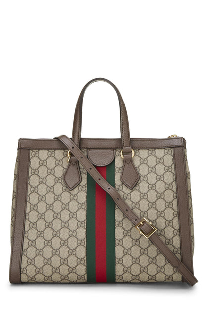 Gucci, Bolso tote Ophidia mediano de lona GG Supreme original Pre-Loved, marrón