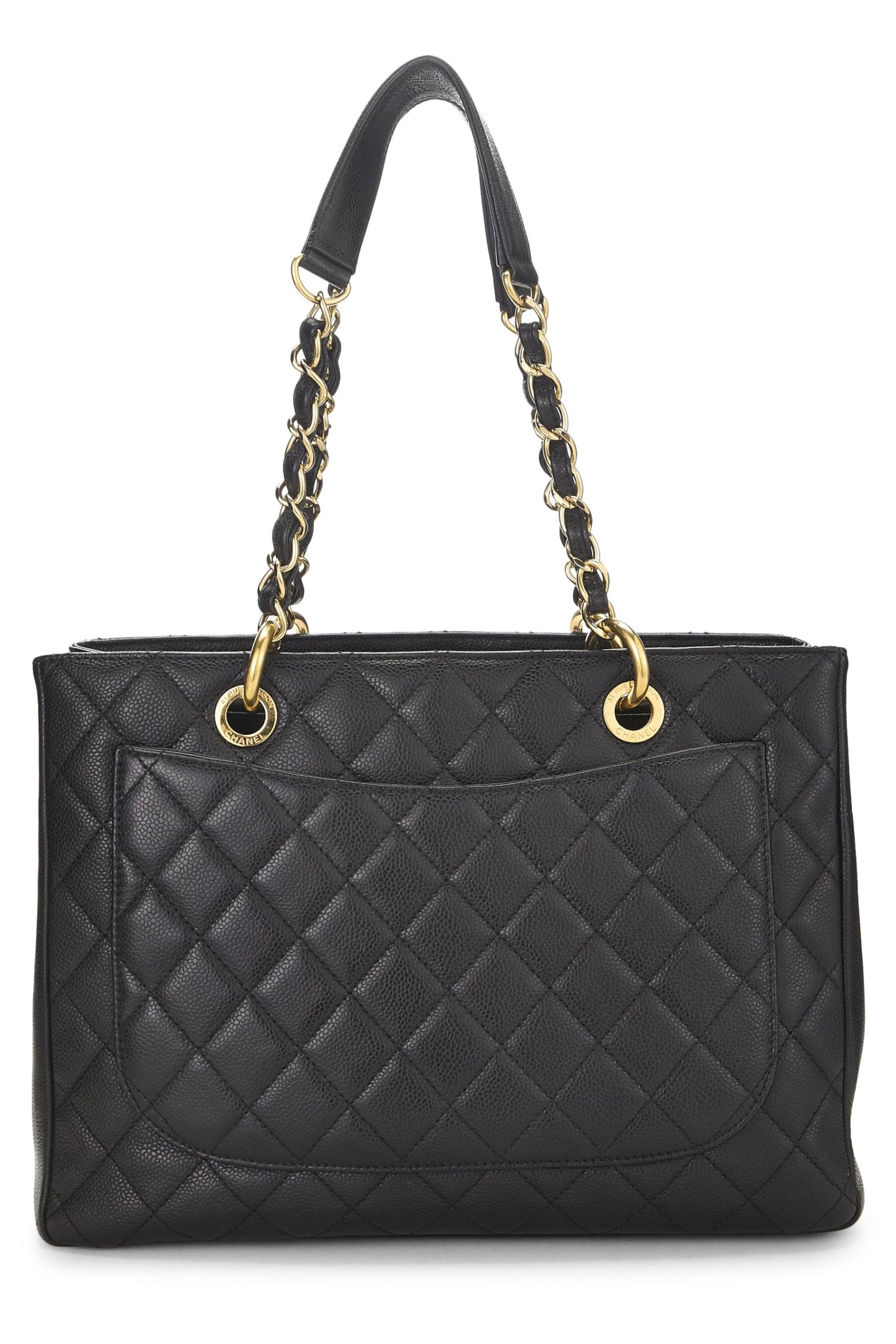 Chanel, Pre-Loved Black Quilted Caviar Grand Shopping Tote (GST), Black