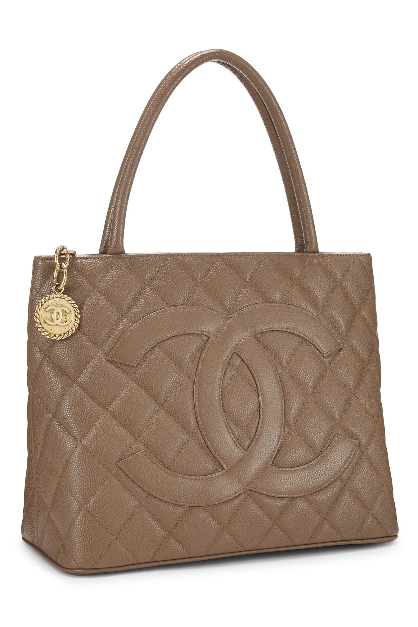 Chanel, Pre-Loved Brown Quilted Caviar Medallion Tote, Brown