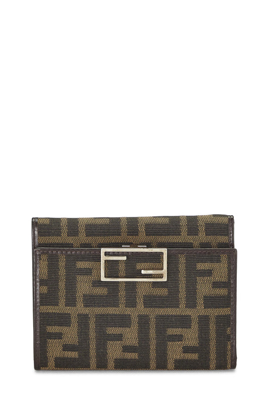 Fendi, Cartera triple de lona Zucca marrón Pre-Loved, Marrón