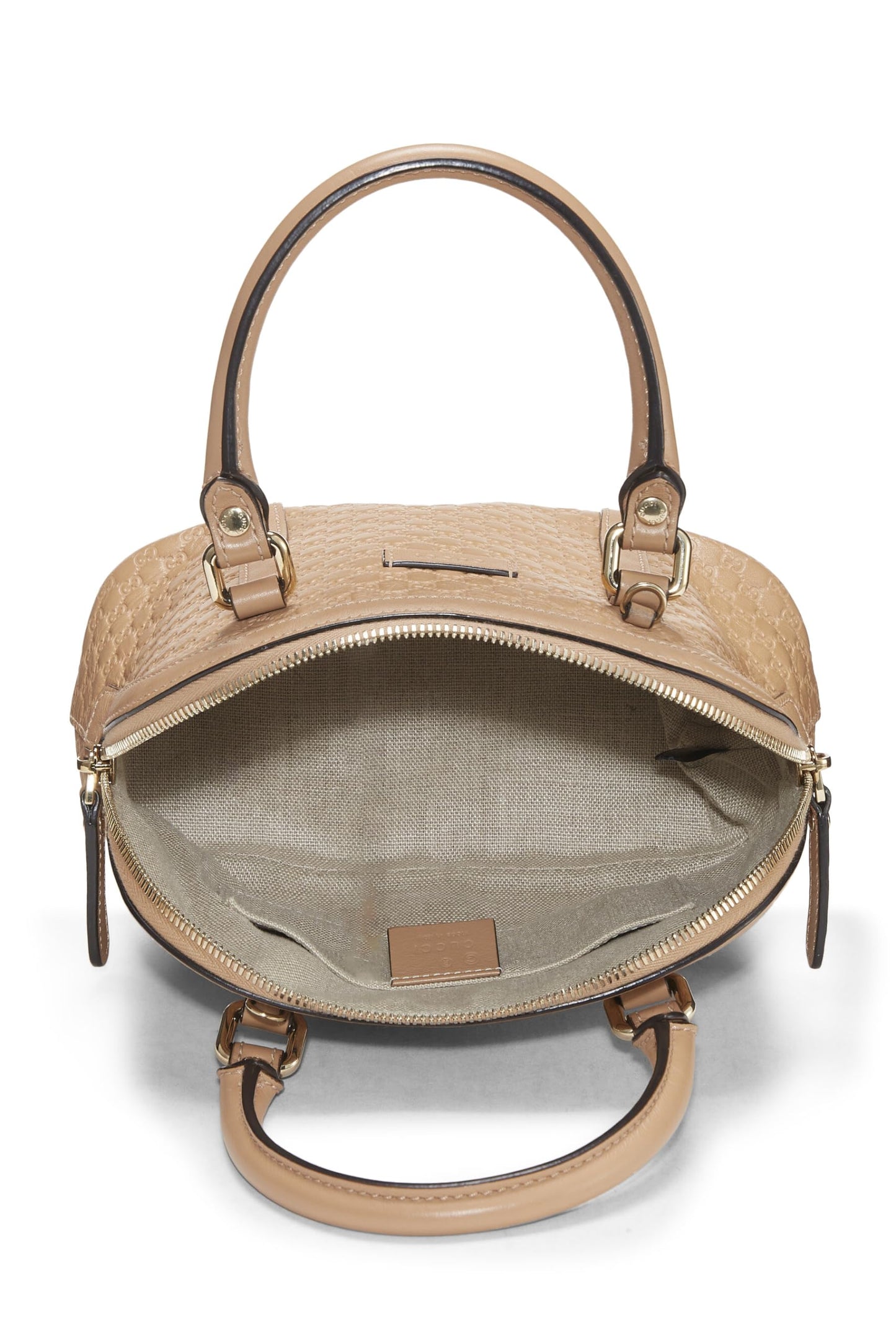 Gucci, Mini cúpula bonita de cuero Microguccissima beige Pre-Loved, Beige