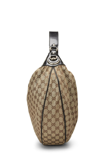 Gucci, sac hobo en toile GG noir d'occasion, noir