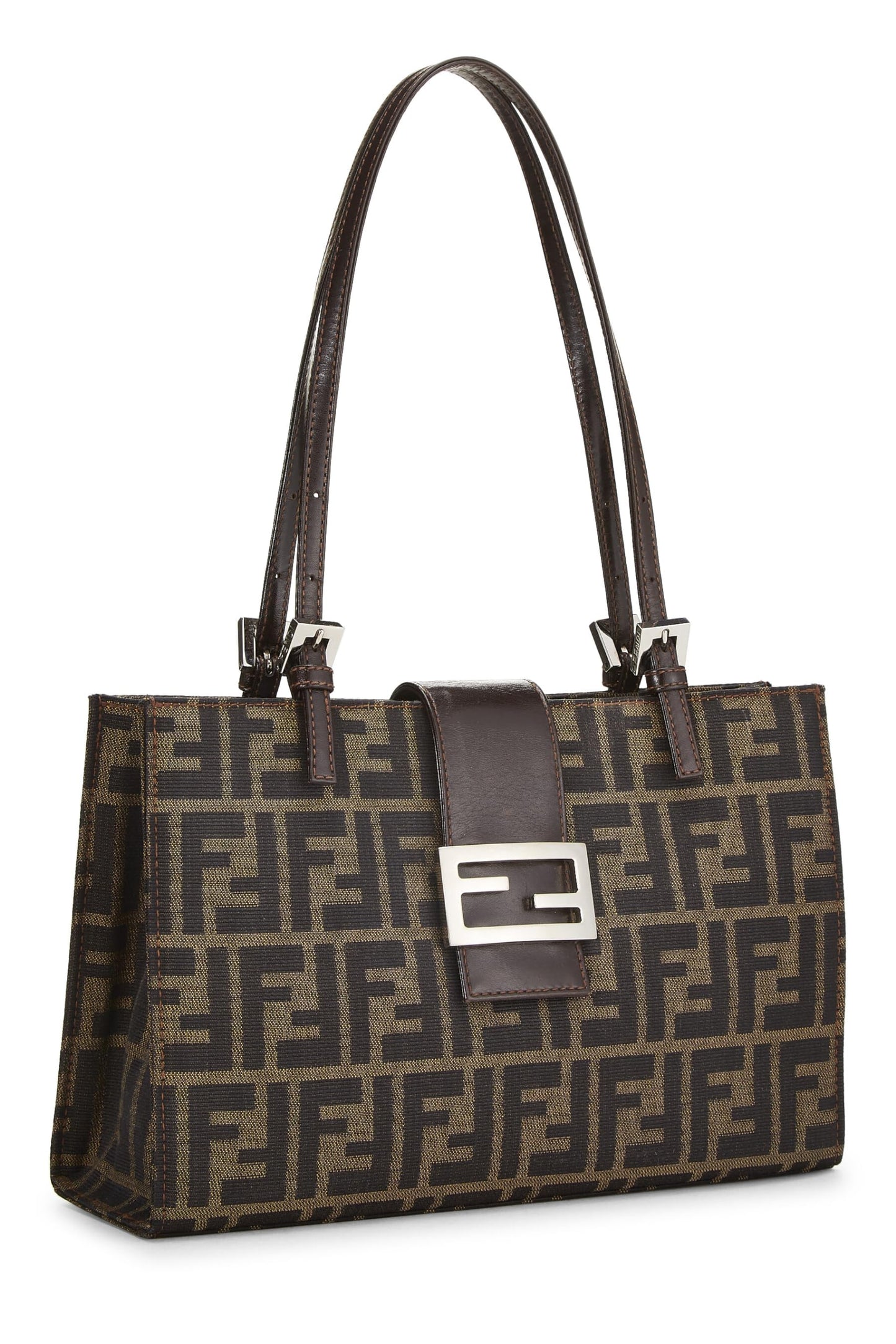 Fendi, Bolso shopping pequeño de lona Zucca marrón Pre-Loved, Marrón