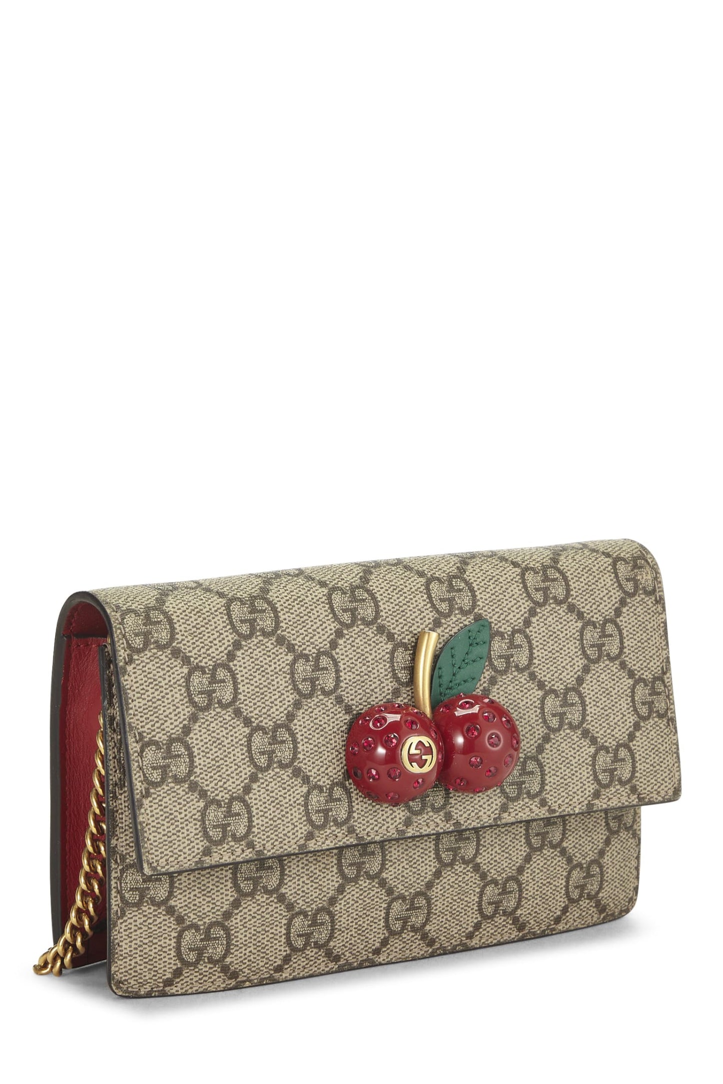 Gucci, Pre-Loved Red Original GG Supreme Canvas Cherry Convertible Clutch Mini, Red