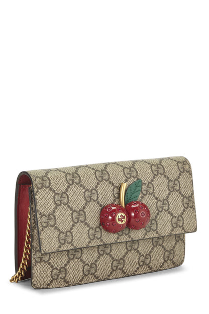 Gucci, pochette convertible mini originale en toile GG Supreme Cherry d'occasion, rouge