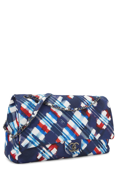 Chanel, Pre-Loved Multicolor Plaid Canvas Airplane Flap Bag XXL, Multi