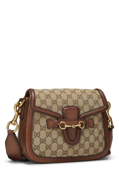 Gucci, sac à bandoulière en toile GG Lady Web d'occasion, petit modèle, marron