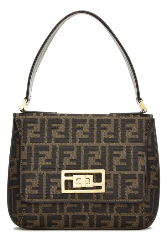 Fendi, Bolso de hombro de lona Zucca marrón Pre-Loved, Marrón