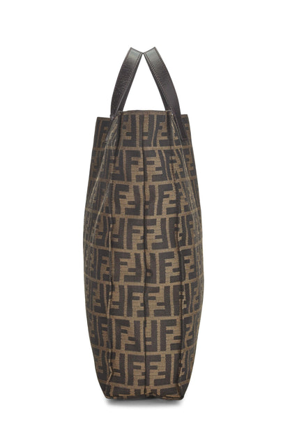 Fendi, sac fourre-tout vertical en toile marron Zucca d'occasion, marron