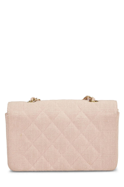 Chanel, Diana Flap Small en lin rose d'occasion, rose