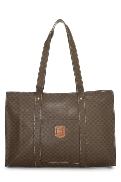 Céline, Pre-Loved Brown Coated Canvas Macadam Tote, Brown