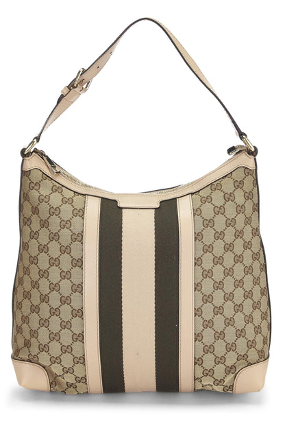 Gucci, Hobo mediano Pre-Loved Original GG Canvas Vintage Web Hobo, rosa